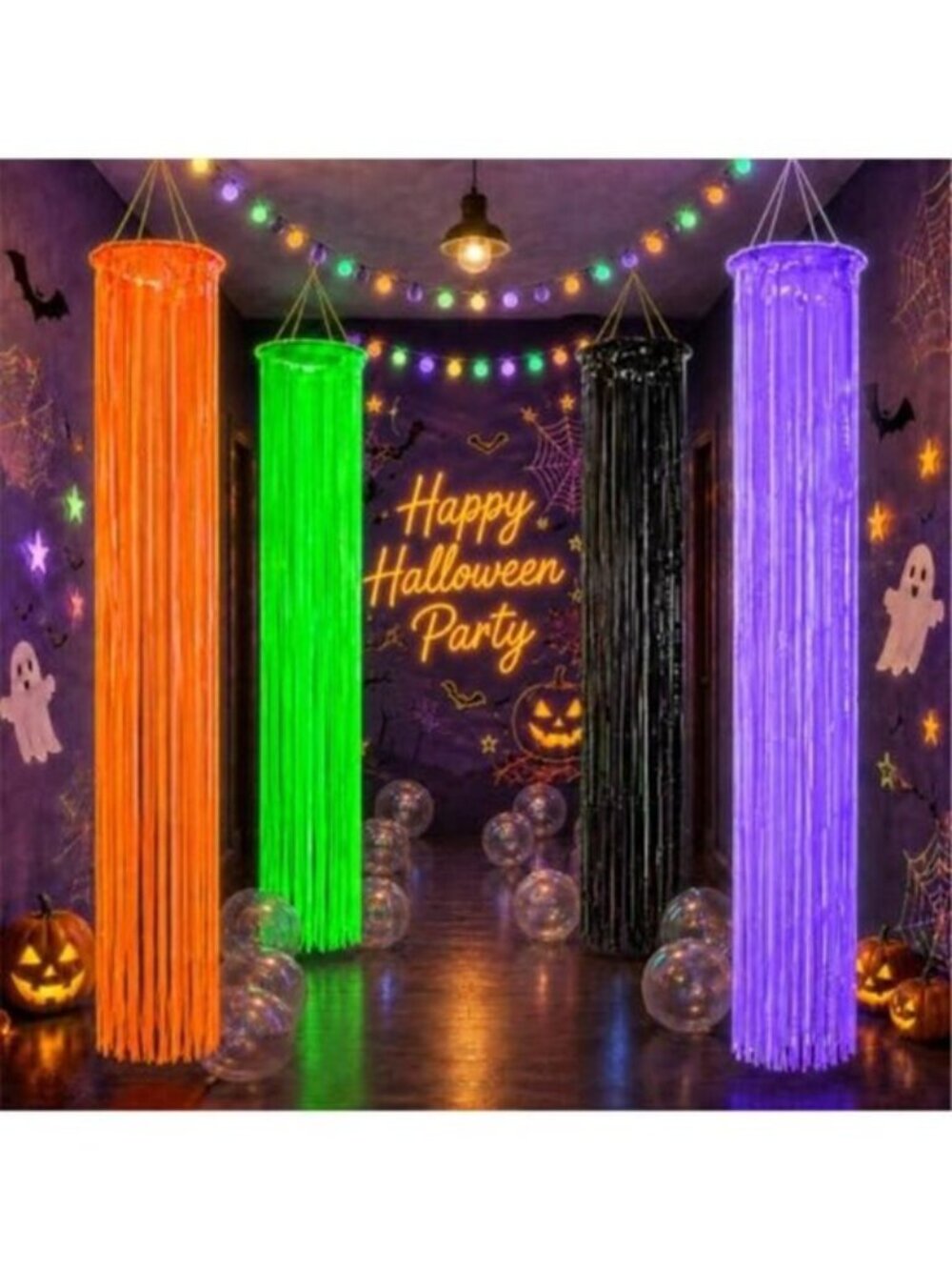 Halloween Party Decorations Halloween Glow in The Dark Foil Fringe Curtains
